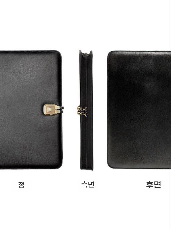 서류 폴더 파일 계산기 가죽 블랙 노트북 지퍼 다이어리 A4 비밀번호 - 상세 이미지 5