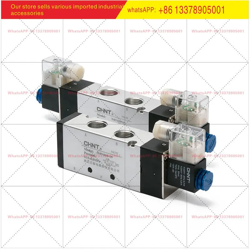 친트 솔레노이드 밸브 제어 에어 220v 2위치 5방향 4V410-15 24v 전밸브 12v 4v420-15