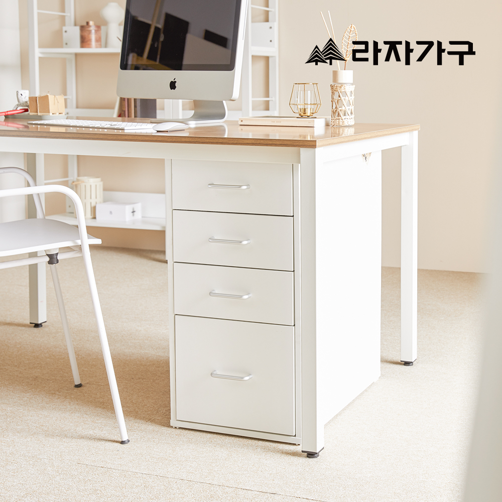 라자가구 플레인 트롤리 책상보조 이동식 3단 서랍 서재 학생 사무실 서랍장