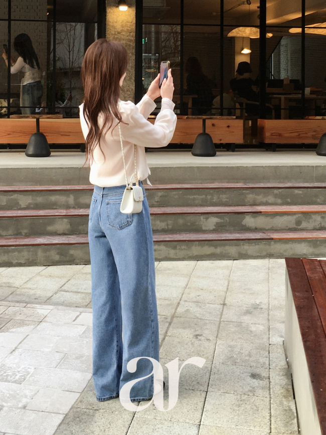 하이웨스트 롱 와이드 데님 팬츠 ps5839 - 상세 이미지 2