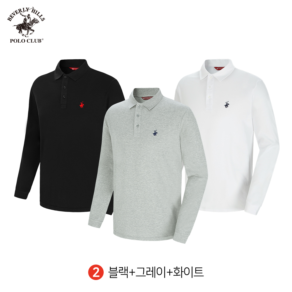 긴팔 카라 PK 3PACK 남여공용 스탠다드 폴로 티셔츠 비버리힐즈폴로클럽 - 상세 이미지 3