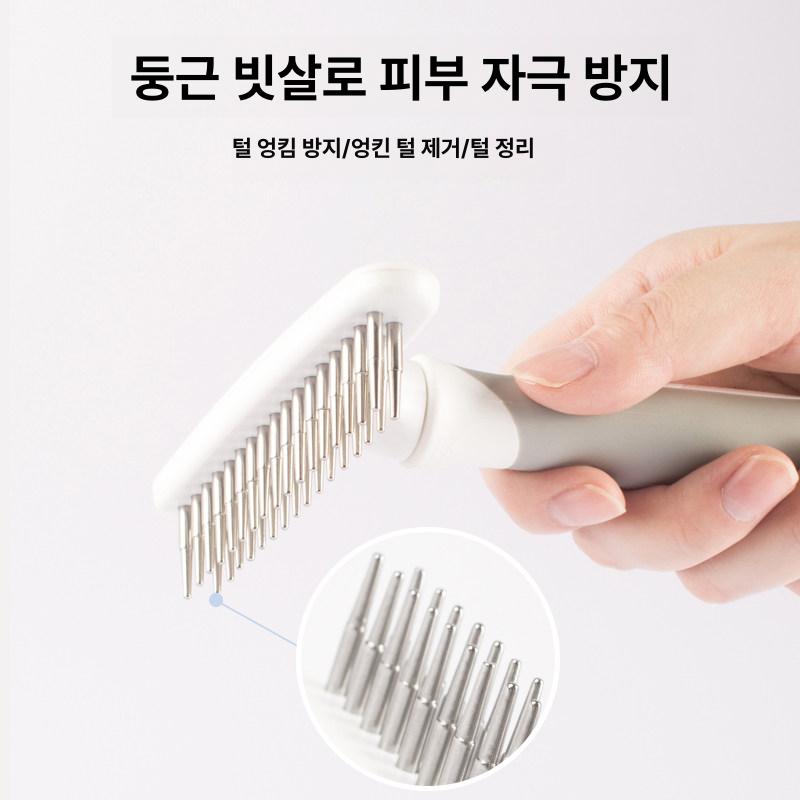 장모 곱슬 대형견용 소모예드 골든리트리버 전용 펫 털제거 브러시 원형 빗살 클리닉 이미지 7