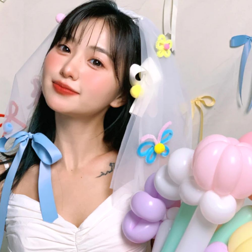 셀프웨딩베일 웨딩스냅소품 숏베일 면사포 브라이덜샤워 - 상세 이미지 3
