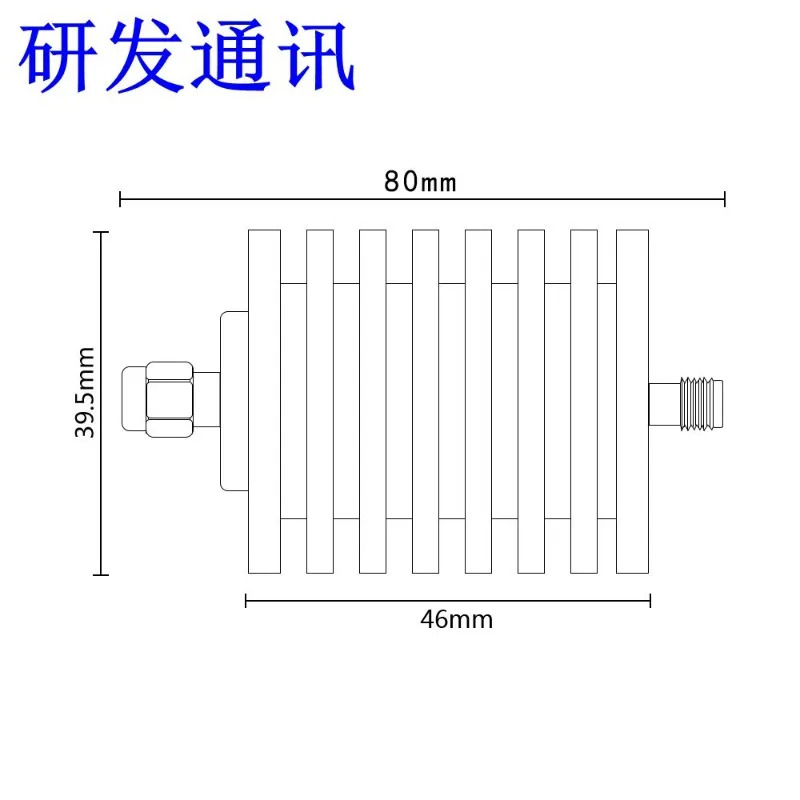 25W SMA 커넥터 고정 동축 감쇠기 1-50db DC -4GHz 50 옴