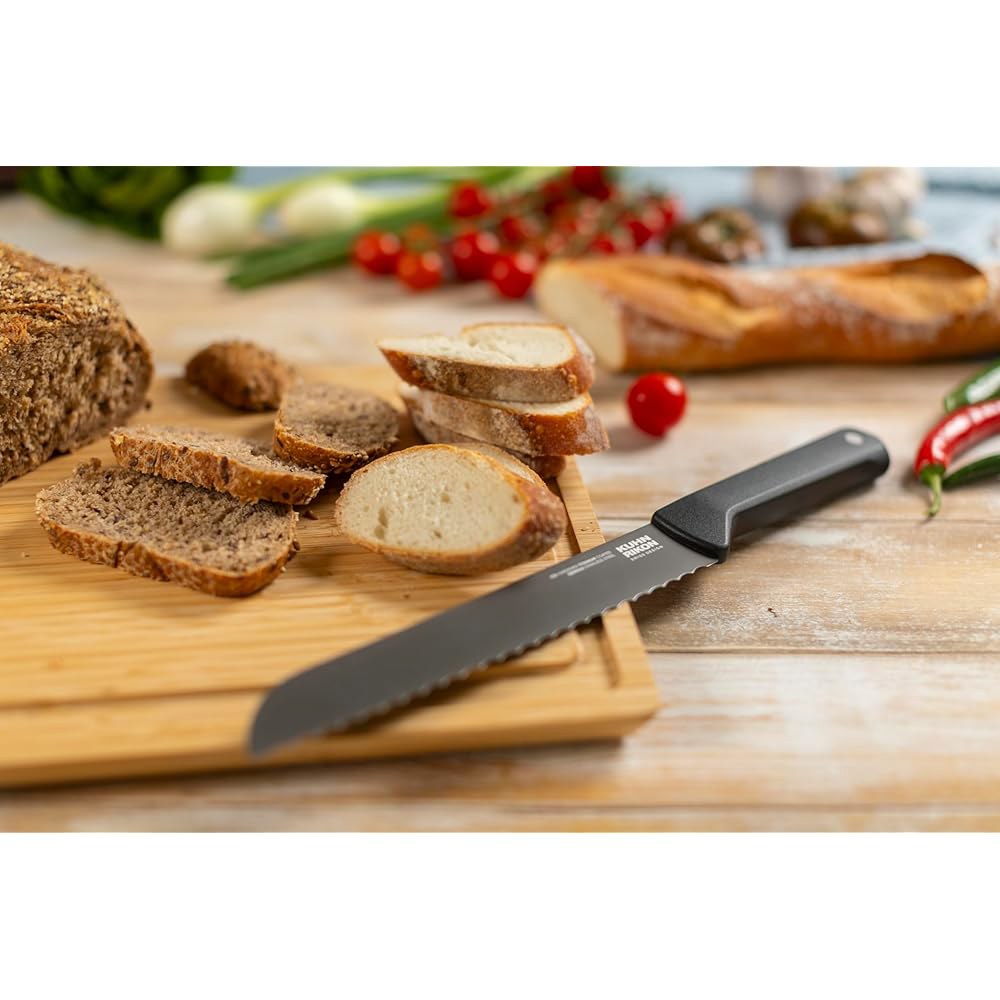 Kuhn Rikon ICED 브레드 나이프 19cm(7.87인치), 면도날처럼 날카로운 톱니 코팅 스테인리스 블레이드, 주방 독일 얼음 정밀 스틸, 티타늄 경화 일상 - 상세 이미지 3