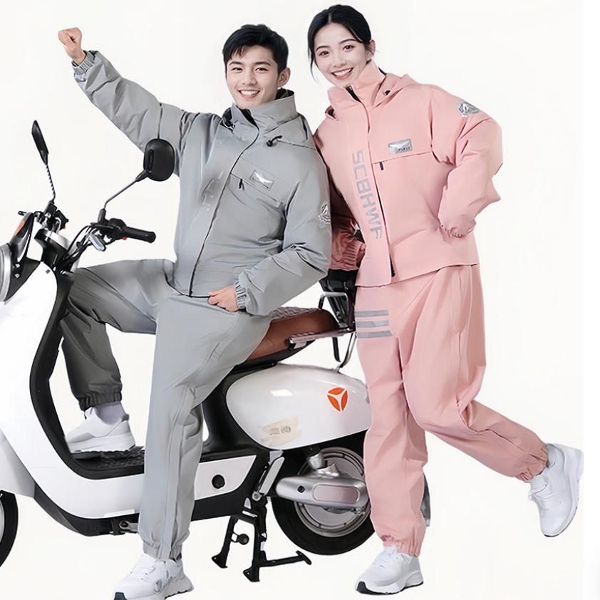 오토바이 우비 우의 비옷 라이더 배달 남녀공용 블랙 + 이중 챙 + 수납 파우치 150 - 상품 이미지