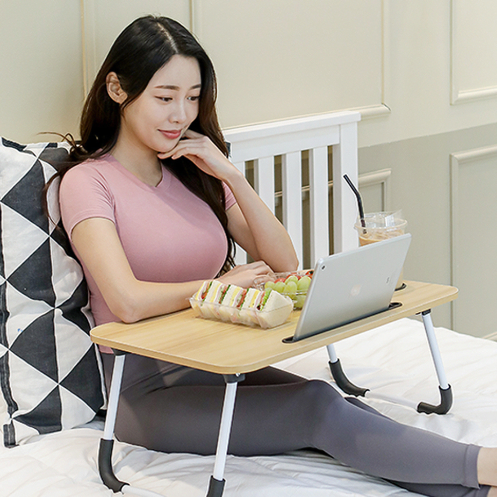 접이식 간이 테이블 침대 폴딩 베드 책상 미니 노트북 좌식 휴대용 접는 다용도 사각 탁자 - 상세 이미지 3