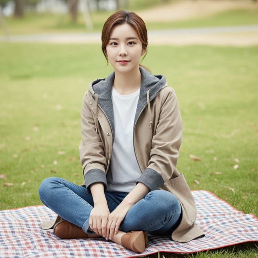 J2K 여성 봄 가을 간절기 경량 봄점퍼 롱 후드 야상 점퍼 오버핏 아우터 바람막이 - 상품 이미지