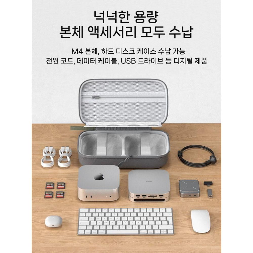 맥미니 M4 프로 가방 저장 케이스 키보드 마우스 보조 배터리 충전기 하드 수납 파우치 - 상세 이미지 3