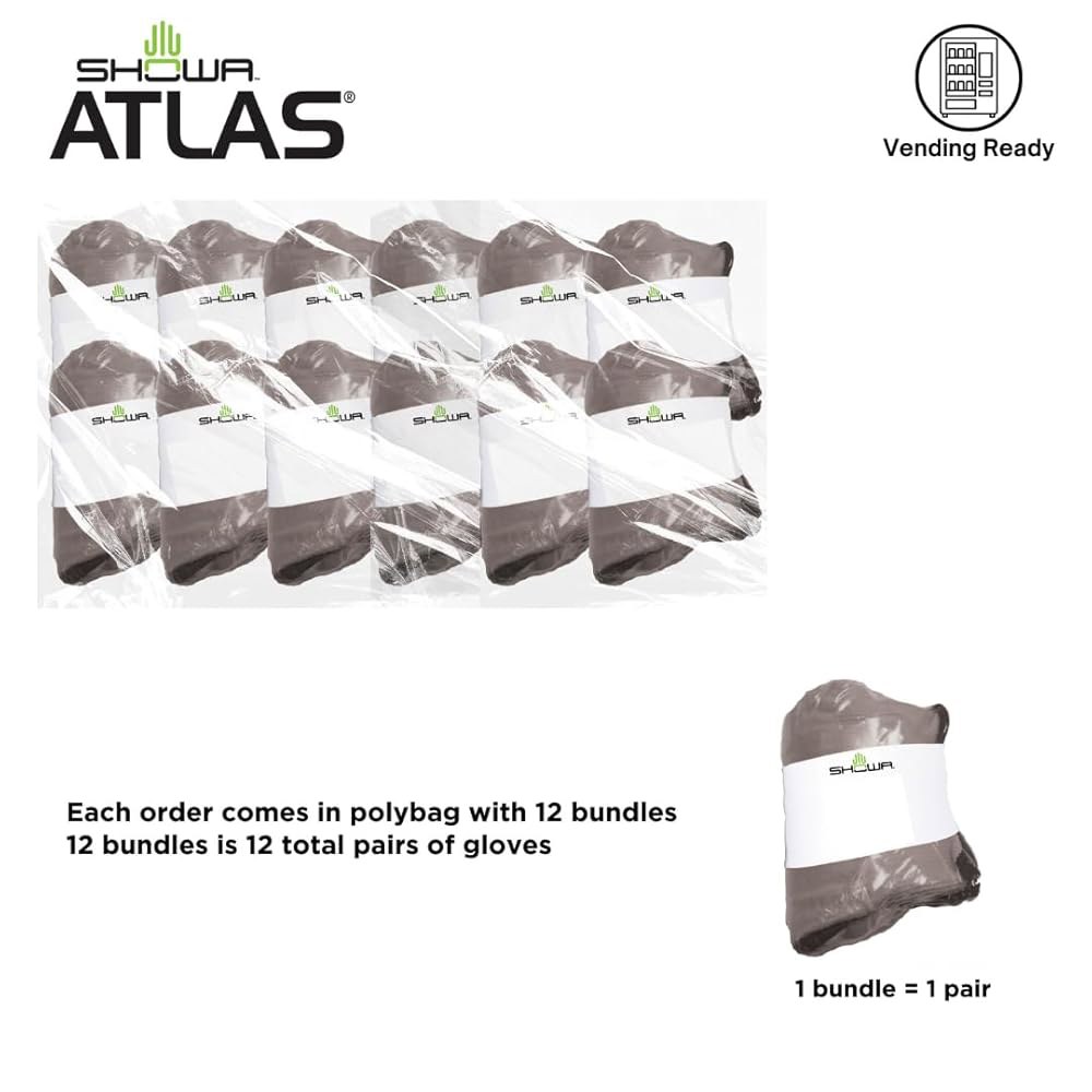 SHOWA Atlas 305 고무 작업용 장갑, 중간, 12개 손바닥, 3/4 세트 코팅 1 Pair Small - 상세 이미지 3