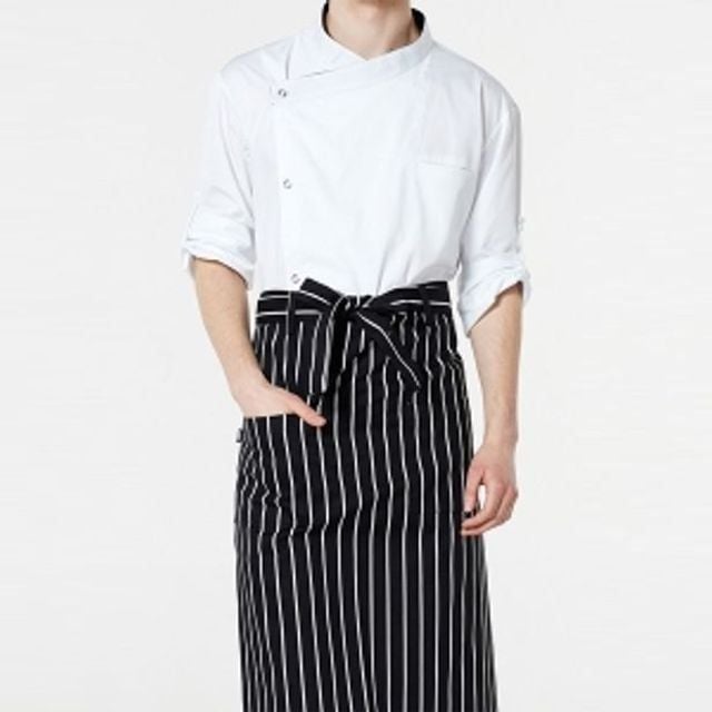 허리형 롱 앞치마 블랙 줄무늬 주방 요리 공방 미술 - 상품 이미지