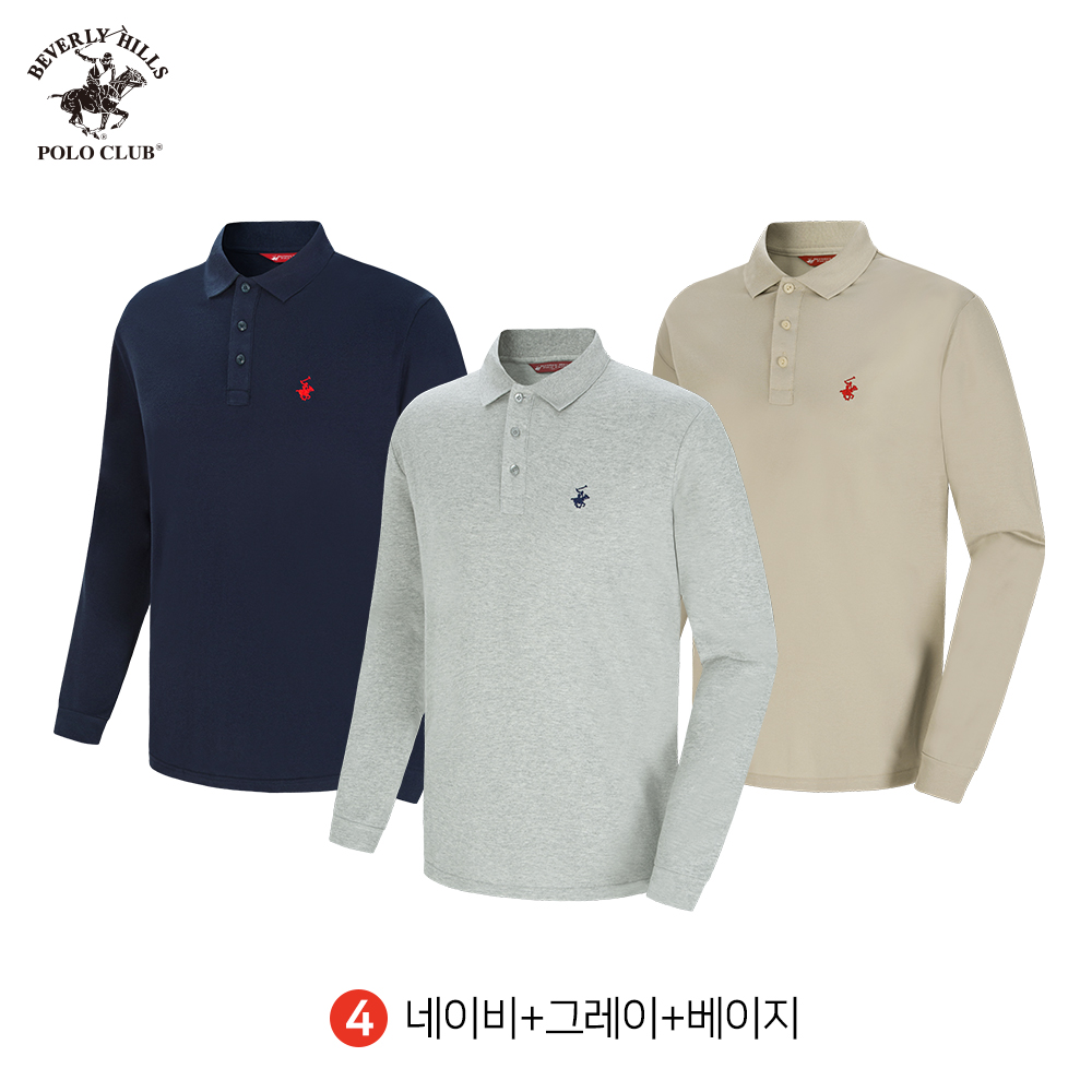 긴팔 카라 PK 3PACK 남여공용 스탠다드 폴로 티셔츠 비버리힐즈폴로클럽 - 상세 이미지 5