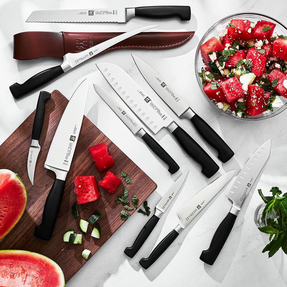 ZWILLING Four Star 17.8cm(7인치) 할로우 엣지 나이프 산토쿠 락킹 - 상세 이미지 3