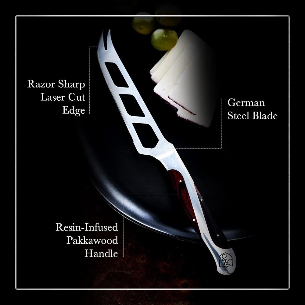 Hammer Stahl 12.7cm(5인치) 치즈 및 토마토 스테인리스 톱니 나이프 단조 탱 핸들 내구성 블레이드 있는 쿼드 - 스틸 독일 파카우드 섬세한 - 상세 이미지 2