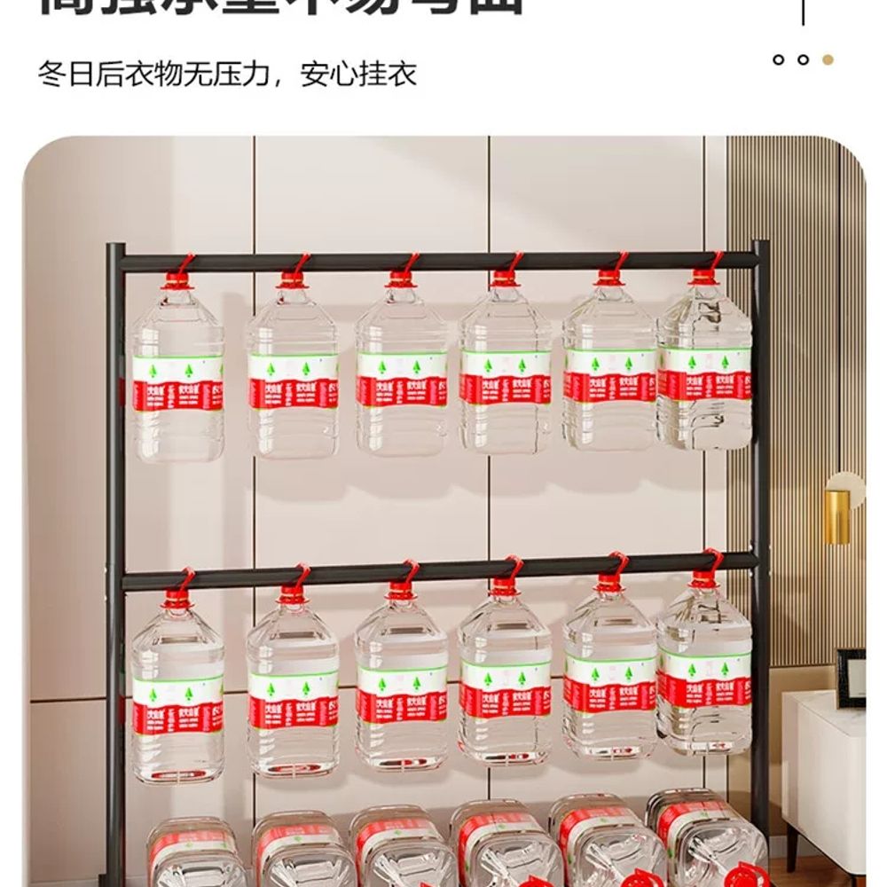 이중 행거 스탠드형 선반형 드레스룸 외투 화이트 침실 철제 이미지 6