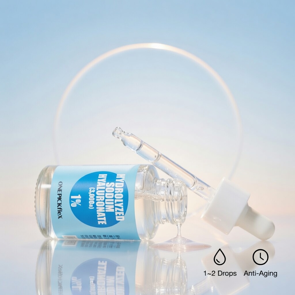 저분자 히알루론산 원액 1% 30ml 원픽플렉스 건조한 피부 보습 건조 속당김 흡수 앰플 이미지 3