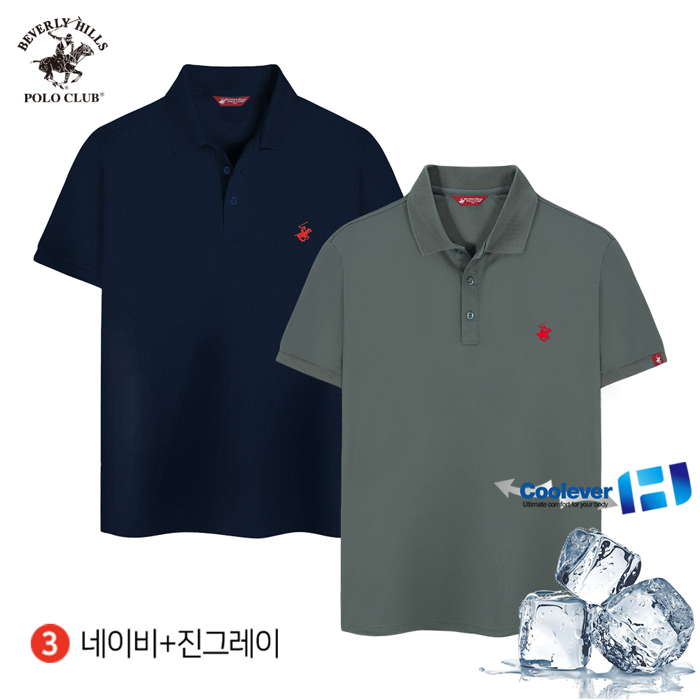 2PACK 쿨에버 반팔 카라 쓰리버튼 남여공용 기능성 스판 티셔츠 비버리힐즈폴로클럽 - 상세 이미지 4