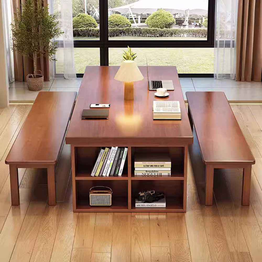거실 가족 책상 공부방 테이블 원목 데스크 대형 넓은 140x80x75cm 뿔의자 - 상세 이미지 3