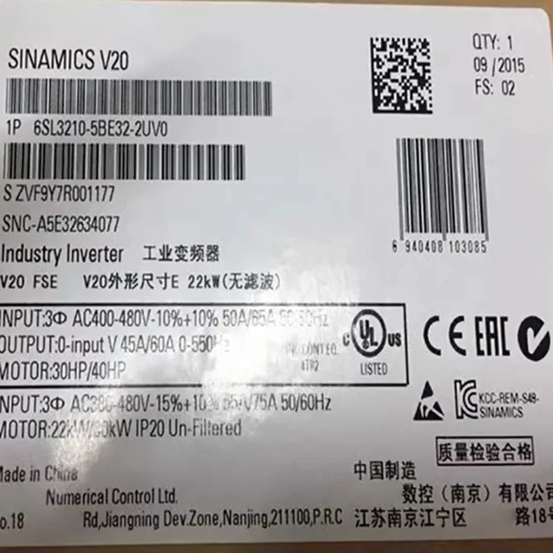 신품 원본 6SL3210-5BE32-2UV0 6SL3210 5BE32 2UV0 오리지널 산업용