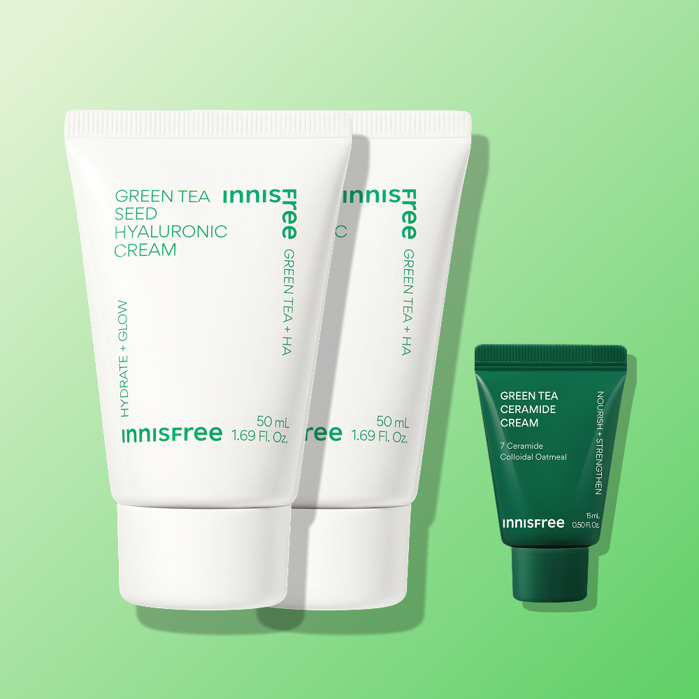 [더블구성] 이니스프리 그린티 씨드 히알루론산 수분크림 / 진정 보습 속건조 화잘먹 50ml, 2개 제품 이미지