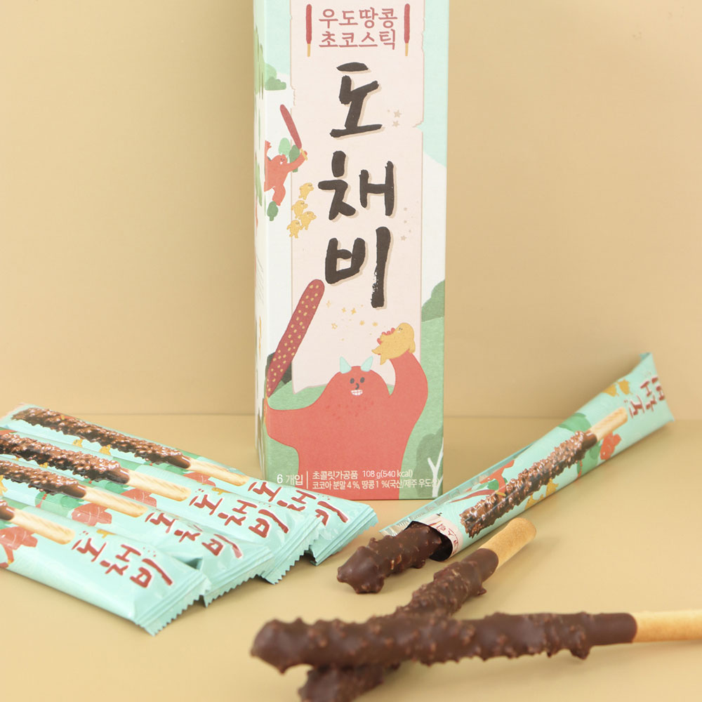 1+1 제주 우도땅콩초코스틱 도채비 왕빼빼로 초콜릿 2박스 - 상세 이미지 4