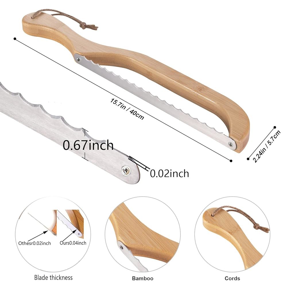 Recsrdce Bread Knive-39.6cm(15.6인치) 톱니 빵 나이프 리본 커버가 보호 사워도우 있는 얇게 수제 또는 디자인 - 데 블레이드 빵을 적합 자르는 - 상세 이미지 3