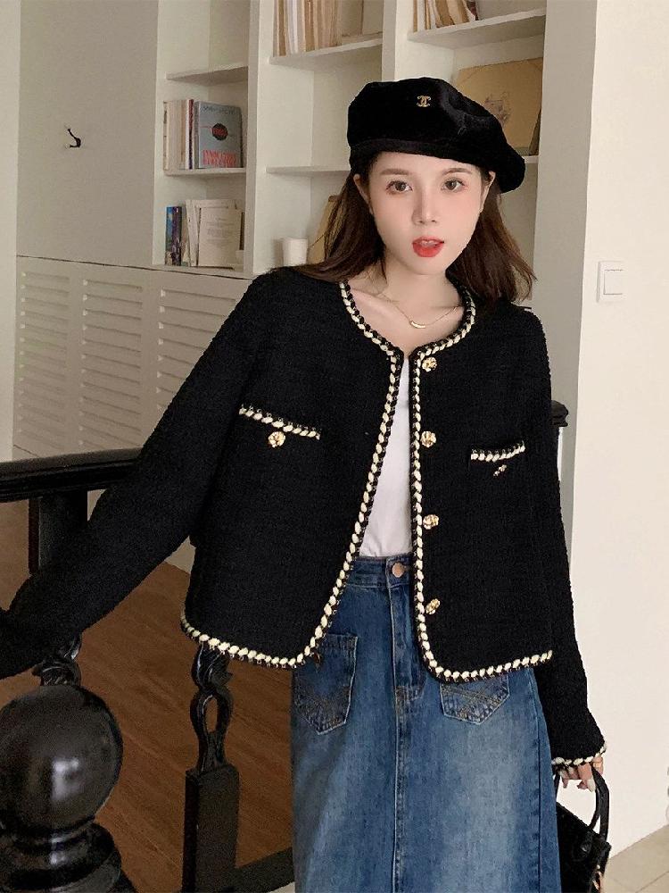 자켓 오버핏 트위드 하객룩 숏자켓 여성 패션 캐주얼 재킷 바람막이 셀럽 핑크 S - 상세 이미지 5