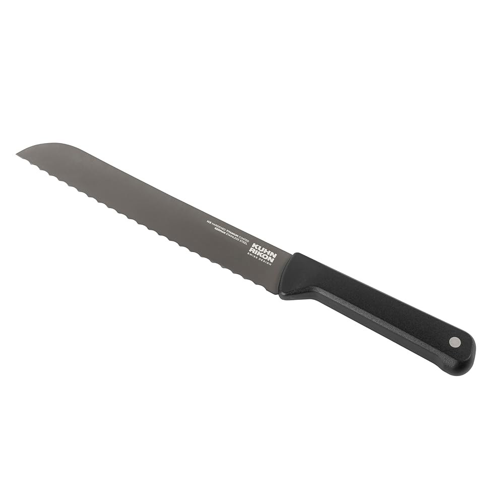 Kuhn Rikon ICED 브레드 나이프 19cm(7.87인치), 면도날처럼 날카로운 톱니 코팅 스테인리스 블레이드, 주방 독일 얼음 정밀 스틸, 티타늄 경화 일상 - 상품 이미지