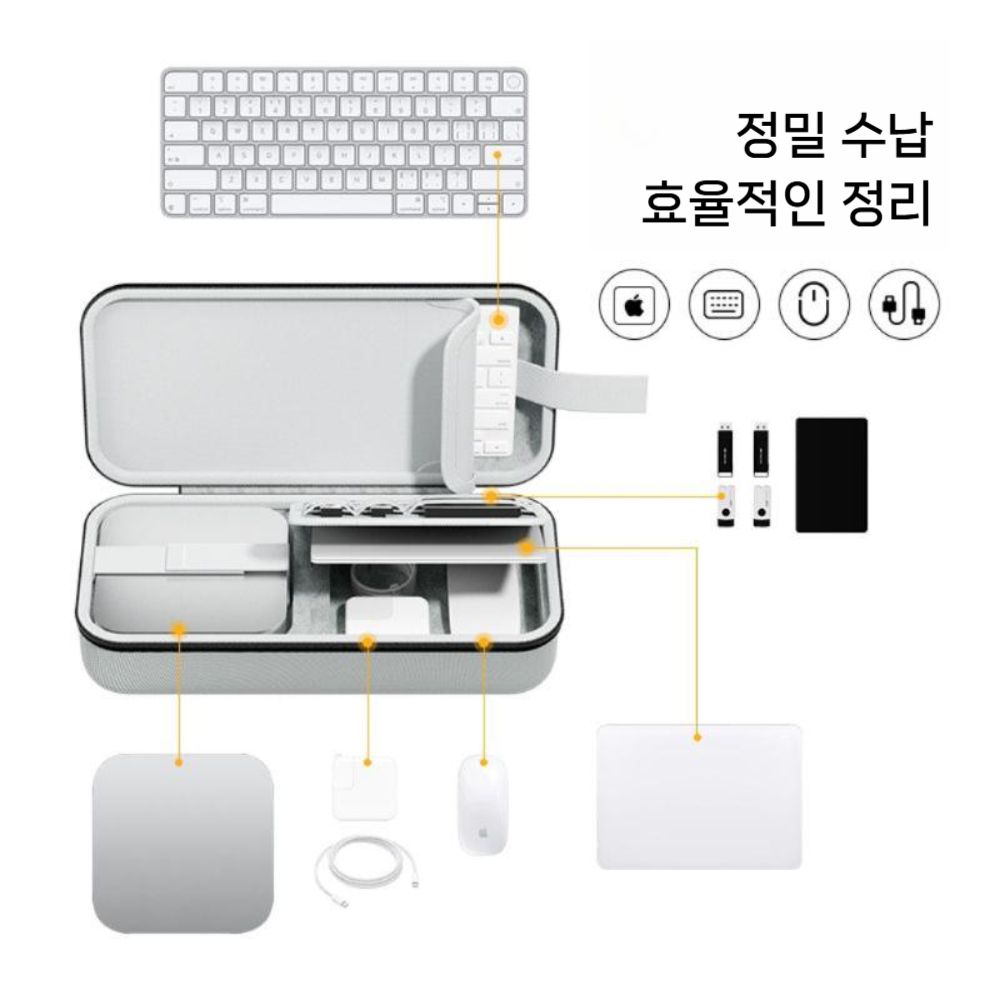 맥미니 M4 프로 호스트 보관 가방 대용량 파우치 여행용 마우스 키보드 전체 핸드백 - 상세 이미지 3