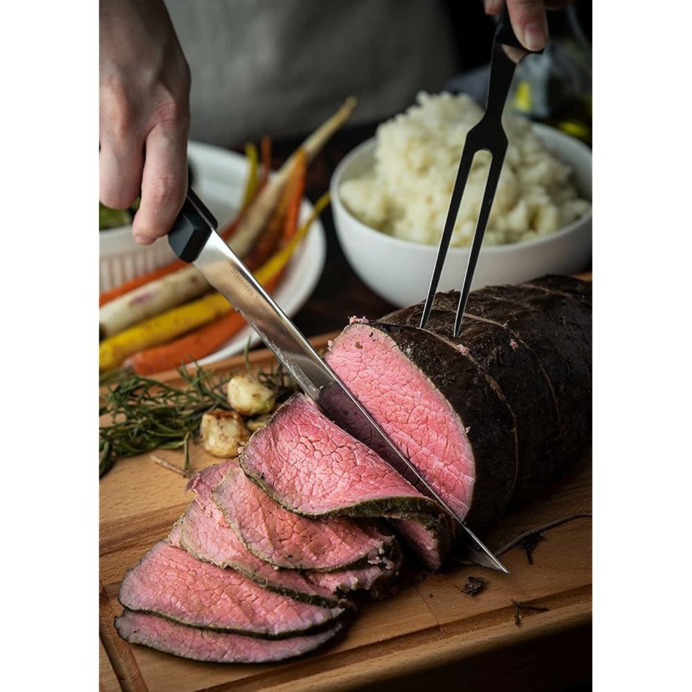 카빙 나이프 및 포크 세트, 닭고기 BBQ 조각 세트 칠면조 - 상세 이미지 3