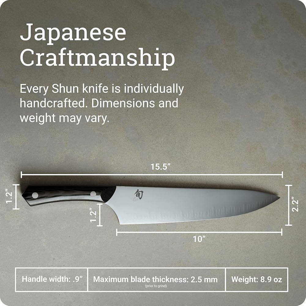 Shun Narukami 25.4cm(10인치) 셰프 나이프, 전문 수제 클래딩, San II 및 탄소강 코어 요리사를 손잡이 주방 미카르타 블루 스테인리스 위한 스틸 일본 Mai - 상세 이미지 2