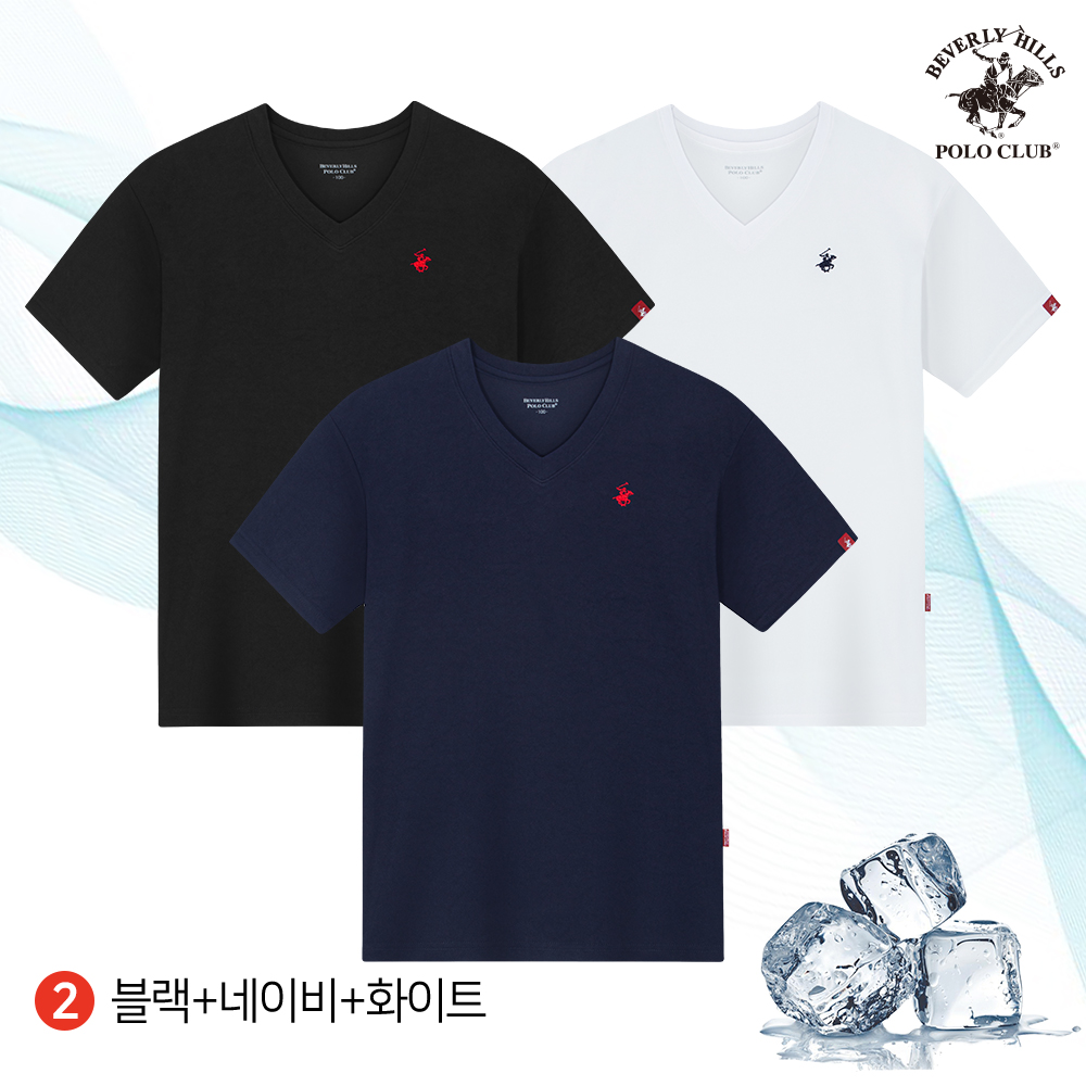 냉감 V넥 반팔 3PACK 남여공용 쿨링 티셔츠 비버리힐즈폴로클럽 - 상세 이미지 3