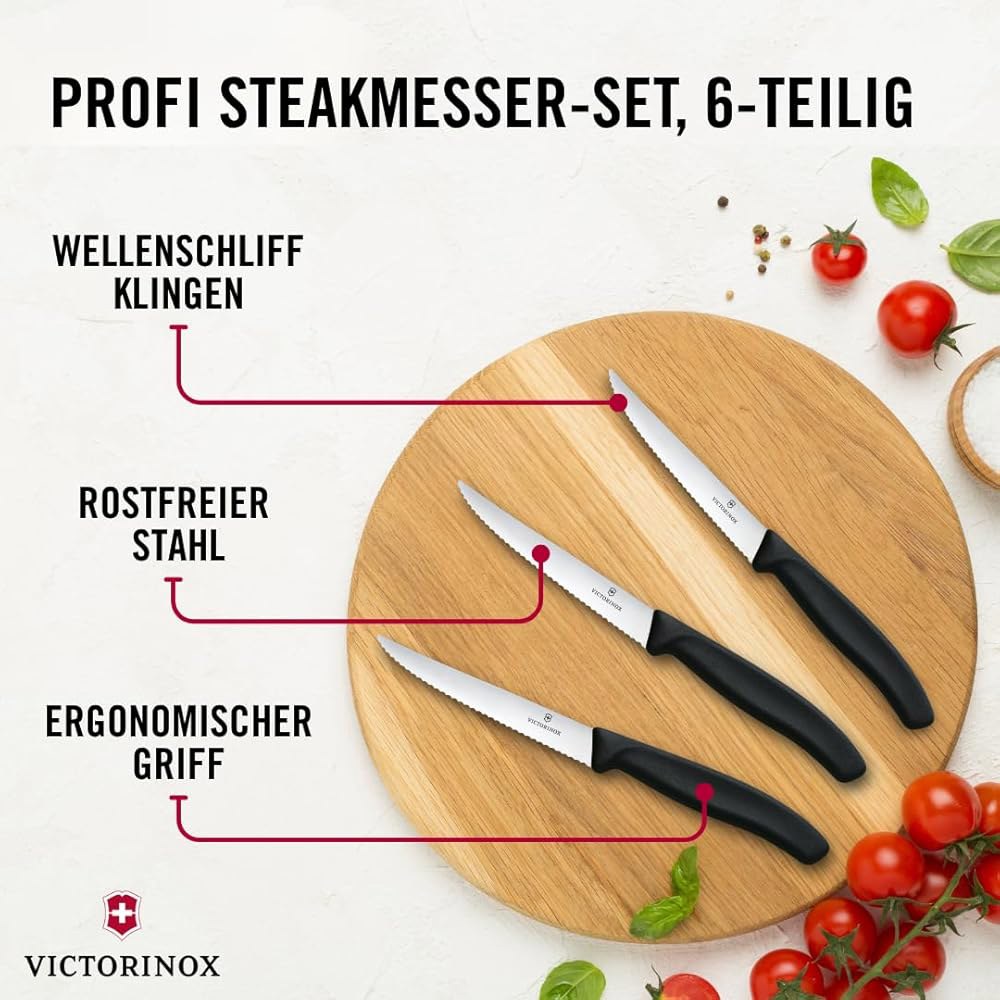 Victorinox 스위스 클래식 스테이크 나이프 6개 세트 Set of 6 Black - 상세 이미지 3