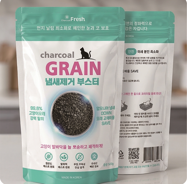 고양이 화장실 탈취 참숯 냄새제거 차콜프레시 그레인 500g, 3개 - 상품 이미지