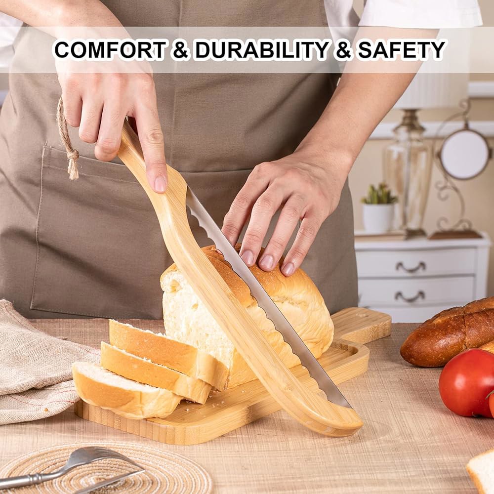 Recsrdce Bread Knive-39.6cm(15.6인치) 톱니 빵 나이프 리본 커버가 보호 사워도우 있는 얇게 수제 또는 디자인 - 데 블레이드 빵을 적합 자르는 - 상세 이미지 2
