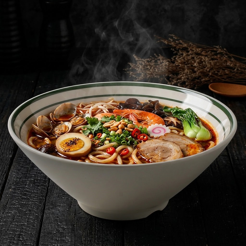 이스톤 멜라민 면기 라면 우동 국수 짜장면 짬뽕 비빔밥 그릇 21.2cm, 그린우동 - 상품 이미지