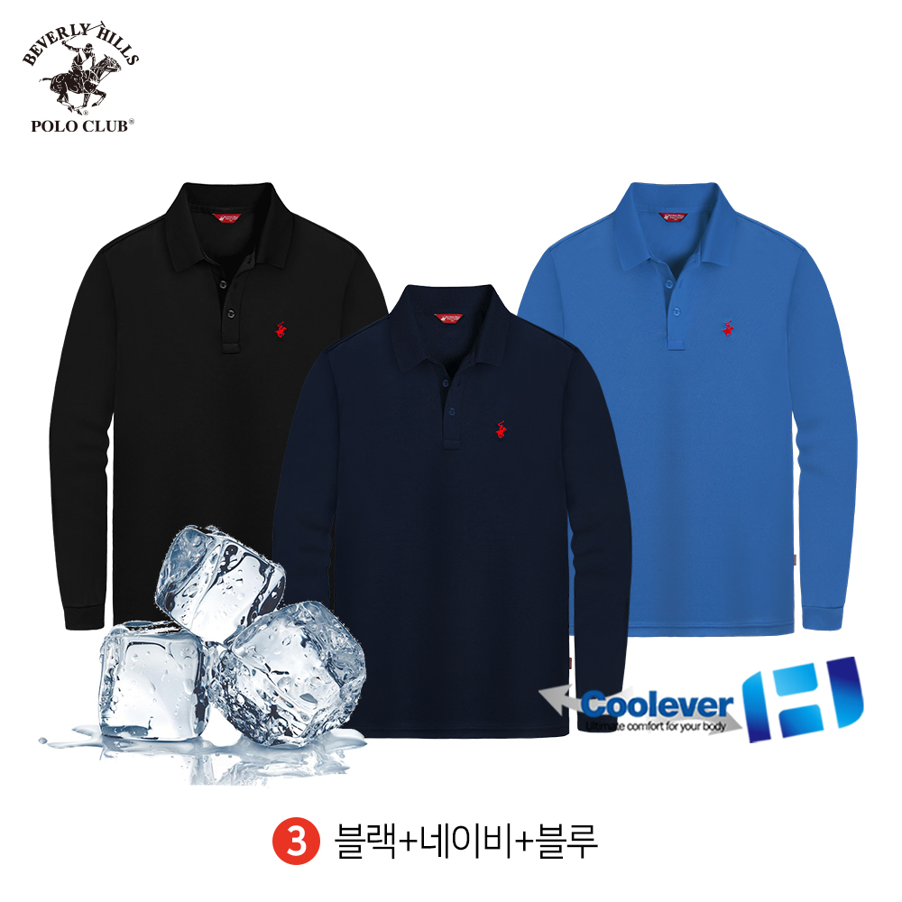 냉감 긴팔 카라 3PACK 쓰리버튼 남여공용 기능성 쿨에버 티셔츠 비버리힐즈폴로클럽 - 상세 이미지 4