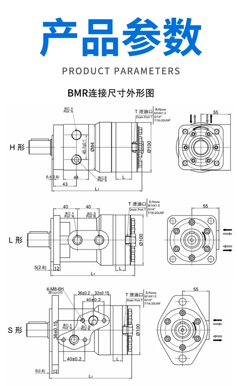유압 모터 BMR80 50 100 125 160 200 250 315 400 오일 압력 BM1/BM2 금형