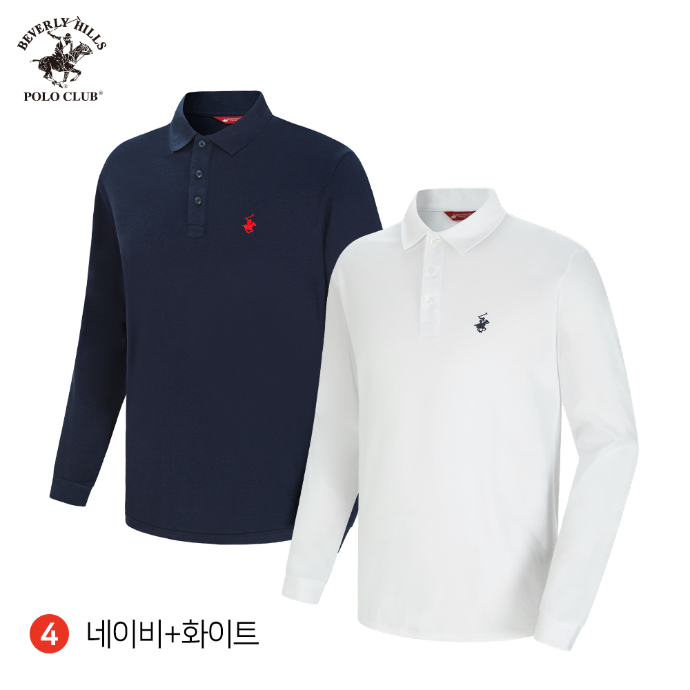 2PACK 긴팔 카라 PK 남여공용 스탠다드 폴로 티셔츠 비버리힐즈폴로클럽 - 상세 이미지 5
