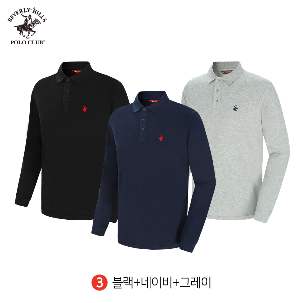 긴팔 카라 PK 3PACK 남여공용 스탠다드 폴로 티셔츠 비버리힐즈폴로클럽 - 상세 이미지 4