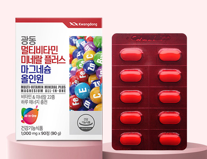 멀티 비타민 미네랄 광동 플러스 마그네슘 올인원 1000mg 90정 - 상품 이미지
