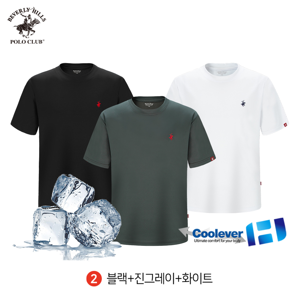 쿨에버 반팔 라운드 3PACK 남여공용 기능성 냉감 티셔츠 비버리힐즈폴로클럽 - 상세 이미지 3