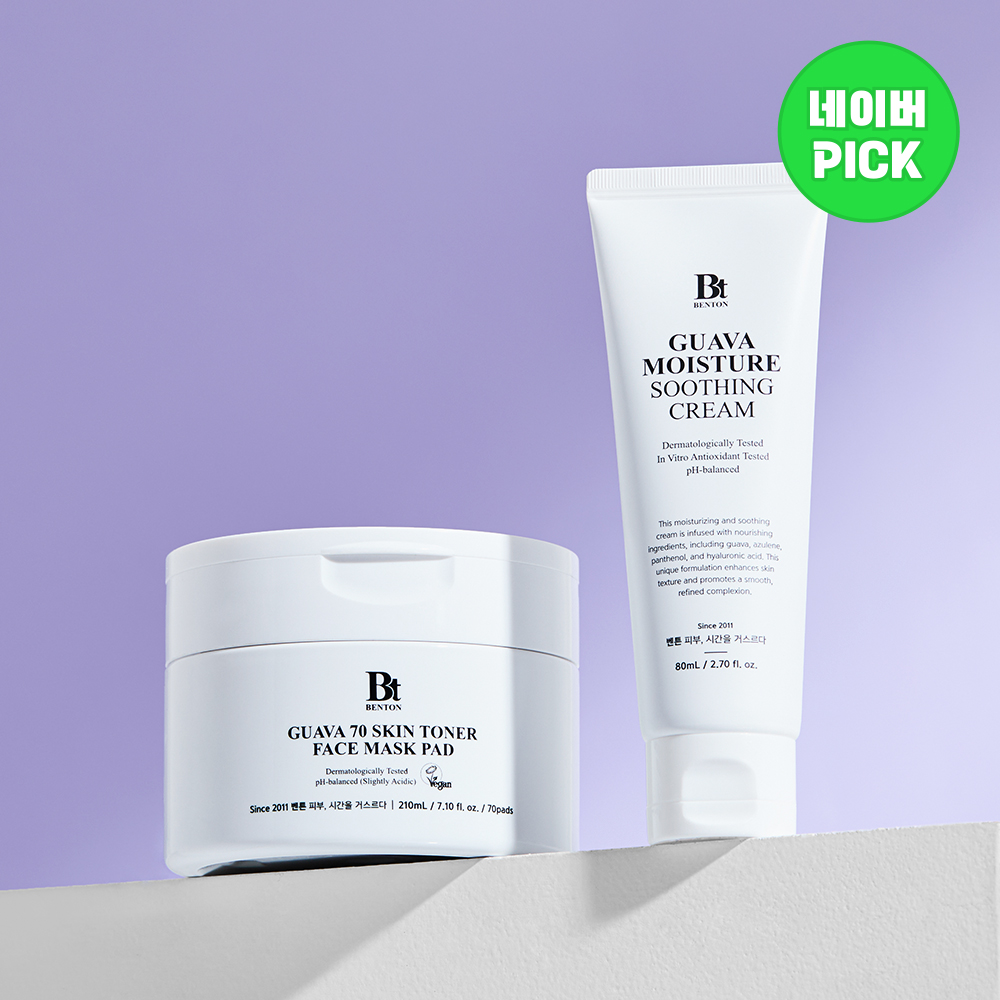벤튼 구아바 70 스킨 토너 진정 패드 팩(70매)+구아바 크림 80mL 2종세트 제품 이미지
