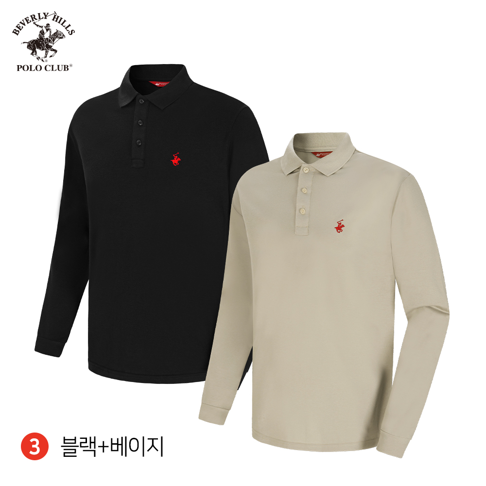 2PACK 긴팔 카라 PK 남여공용 스탠다드 폴로 티셔츠 비버리힐즈폴로클럽 - 상세 이미지 4