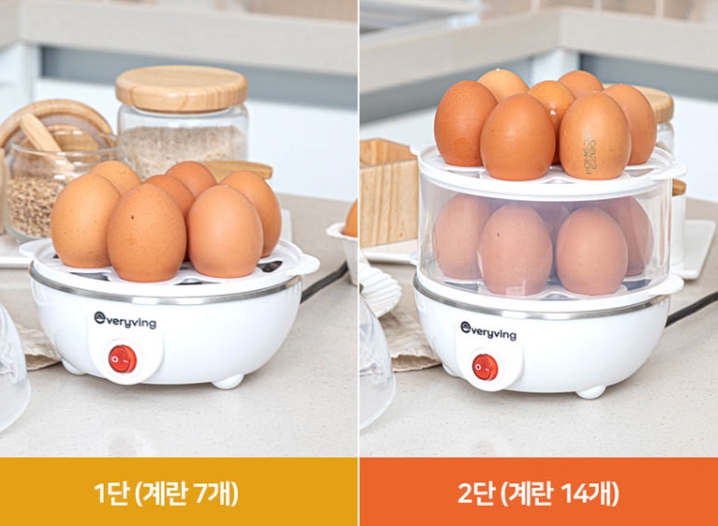 계란찜기 2단 14구 판촉 생활용품 에그 쿠커 가정용 자취생 달걀 삶는기계 1인가구 - 상세 이미지 5