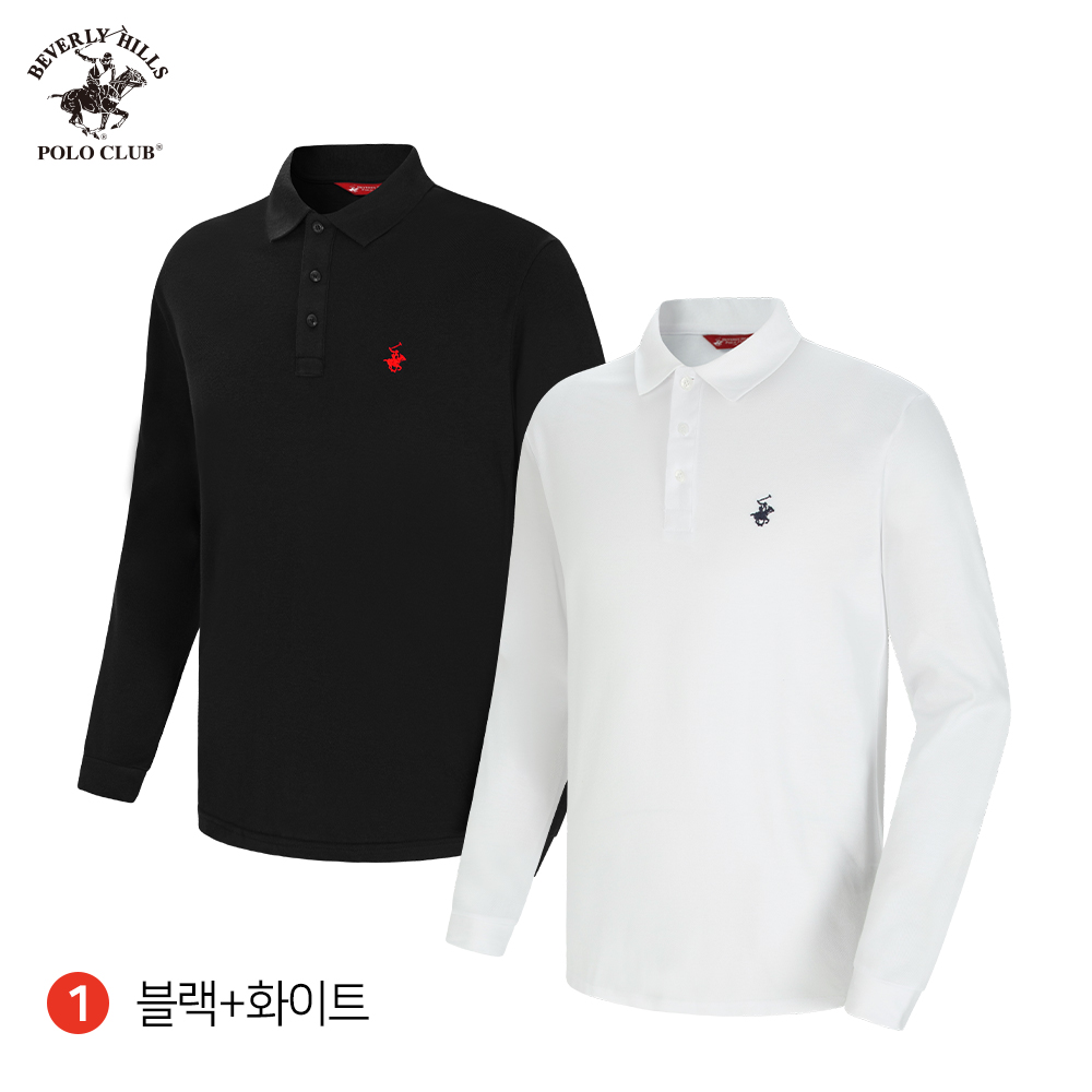 2PACK 긴팔 카라 PK 남여공용 스탠다드 폴로 티셔츠 비버리힐즈폴로클럽 - 상세 이미지 2