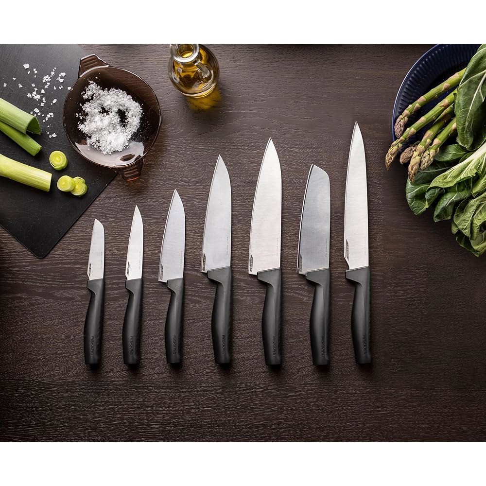 Fiskars 16cm(6.3인치) 산토쿠 나이프, 다지기, 깍둑썰기 다지기 사용 스테인리스 세척기 일본 칼, 식기 하드 엣지 블레이드, 주방 스틸 위한 및 가능 - 상세 이미지 2