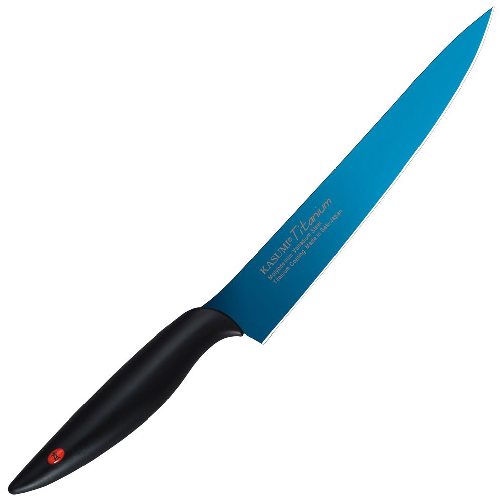 Kasumi 티타늄 코팅 KTB3 19.4cm(7-3/4인치) 카빙 블루 나이프, - 상품 이미지
