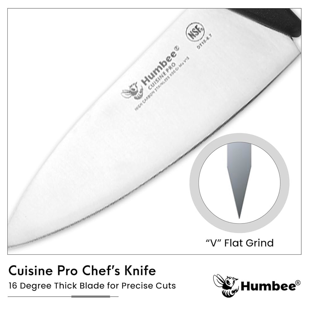 Humbee 15.2cm(6인치) 셰프 나이프, NSF 인증 스틸 인체 면도날처럼 색상 고탄소 그립 공학적 미끄럼 코드 블레이드 방지 - 스테인리스 블루 DT-10 핸들, 주방 - 상세 이미지 3