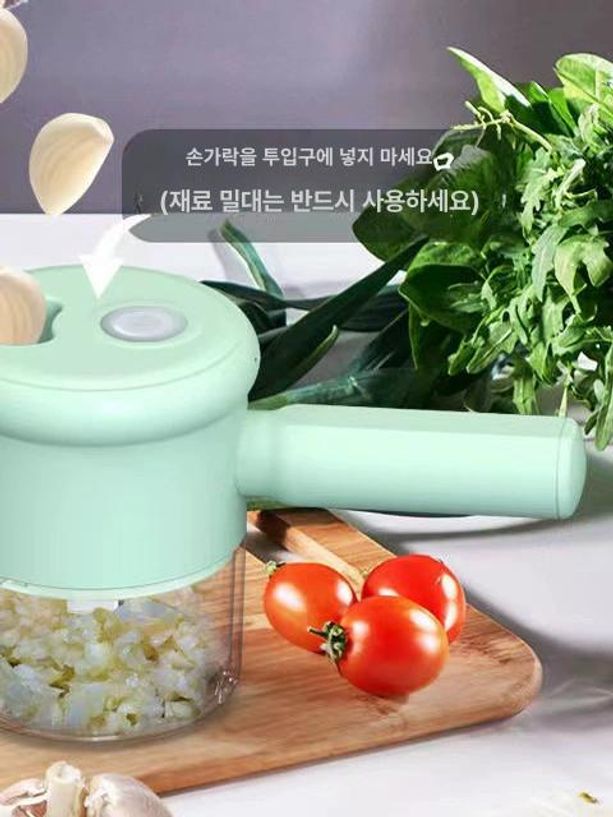 마늘 대파 고추 휴대용 다지기 야채 슬라이스 전기 다지기/정리/슬라이스용 전동 푸드 프로세서 푸드 프로세서 + 야채 커터 - 상세 이미지 4